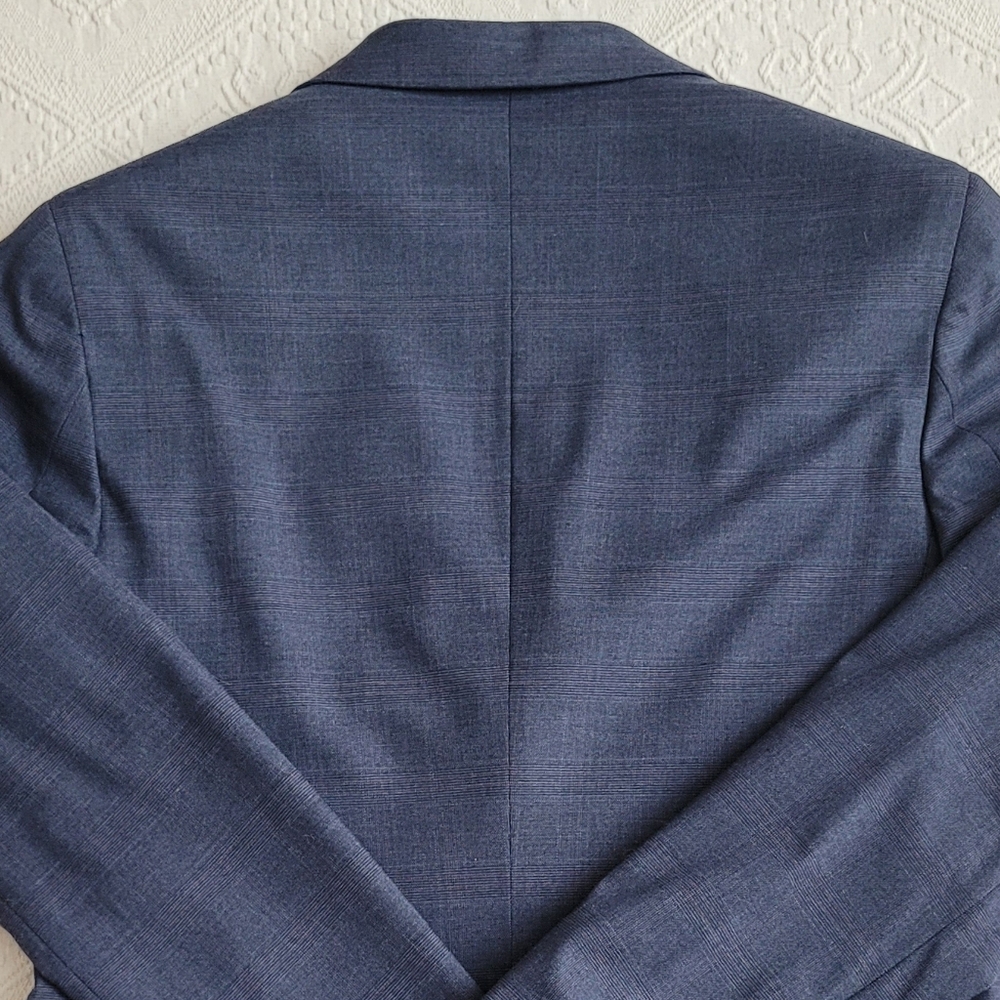 BANANA REPUBLIC FACTORY SLIM FIT SUIT JACKET 38R & DRESS PANTS 29X32 NAVY PLAID - Picture 10 of 16
